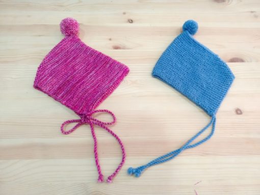 Punto tejer paso a paso tutorial gorro capota bebé recién nacido punto musgo trizas y trazos